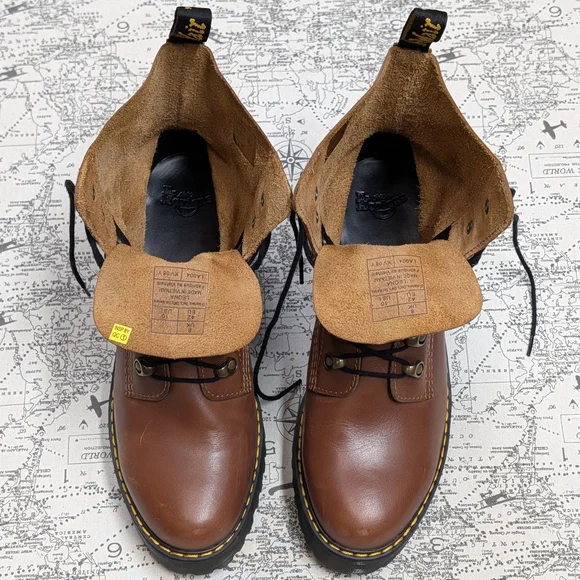 Dr. Martens Leona Platform Heeled Boots in Saddle Tan - Size 10 - Picture 4 of 10